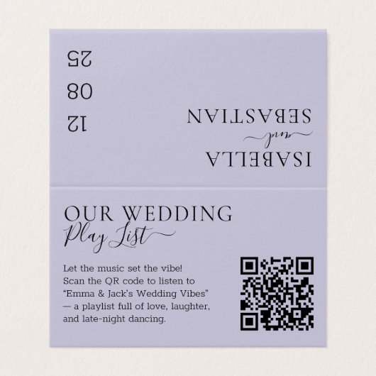 Wedding Lavender Lilac QR Code Playlist Kaart (Buitenkant ongevouwen)