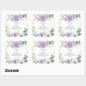 Wedding Lavender Peony Alabaster Magnolia Vierkante Sticker (Vel)