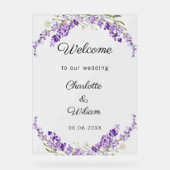 Wedding lavender watercolored welcome acryl bord (Voorkant)