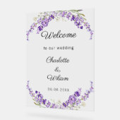 Wedding lavender watercolored welcome acryl bord (Hoek)