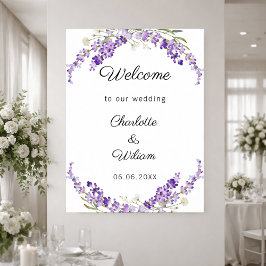 Wedding lavender watercolored welcome poster