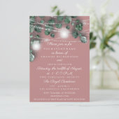 Wedding Lights Jars Rustic Green Roos Navy Kaart (Staand voorkant)