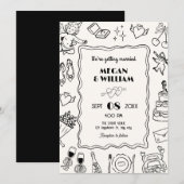 Wedding line kunst schets plezier kaart (Voorkant / Achterkant)