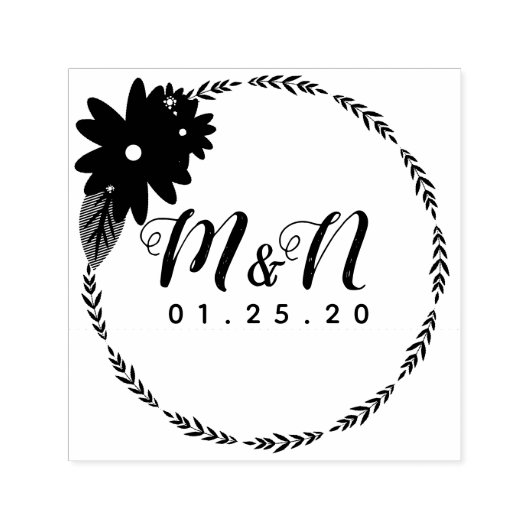 Wedding Logo Branch Greenery Floral Wreath Bunch Zelfinktende Stempel (Design)