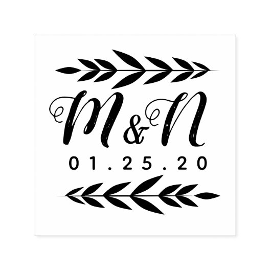 Wedding Logo Branch Ornament Greenery Ornament Zelfinktende Stempel (Design)