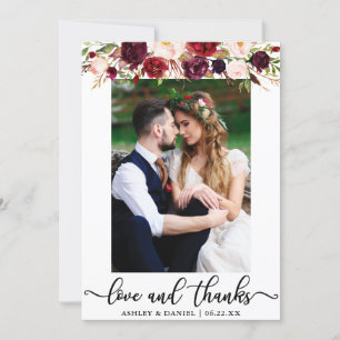 Wedding Love and Bedankt Burgundy Floral Foto