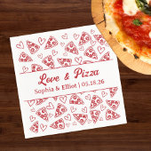 Wedding Love and Pizza Hand Drawn Red Fun Trendy  Servet