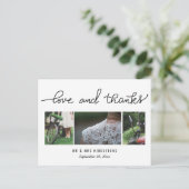 Wedding Love & Bedankt Script | Drie foto's Briefkaart (Staand voorkant)