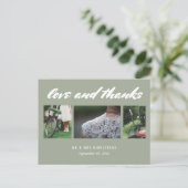 Wedding Love & Bedankt Script | Drie foto's grijs Briefkaart (Staand voorkant)