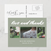 Wedding Love & Bedankt Script | Drie foto's grijs Briefkaart (Voorkant / Achterkant)