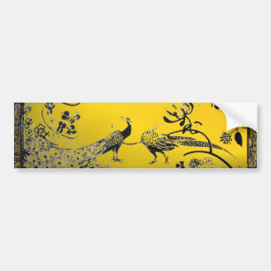 WEDDING LOVE BIRDS, Yellow Black Peacocks Bumpersticker