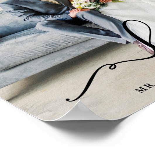 Wedding Love Elegant Script Bride and Groom Photo Poster (Hoek)