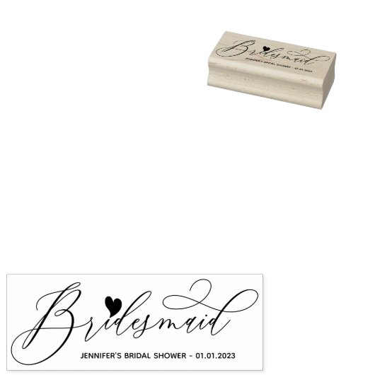 Wedding Love Heart Script Vrijgezellenfeest Rubberstempel (Gestempeld)