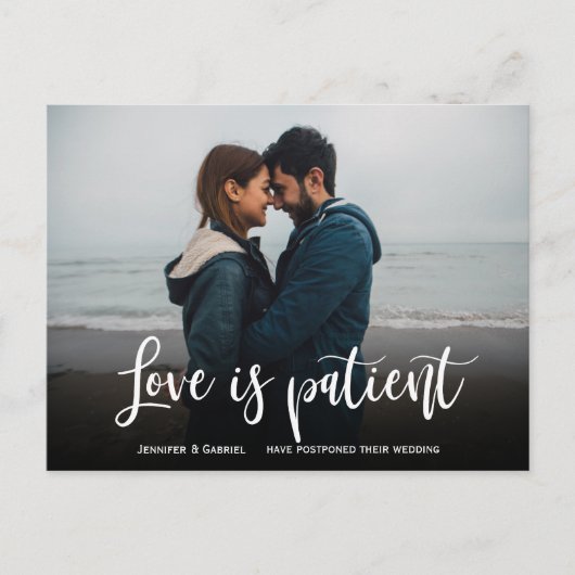 Wedding Love is Patiëntenuitgestelde Eenvoudige Fo Aankondigingskaart (Voorkant)