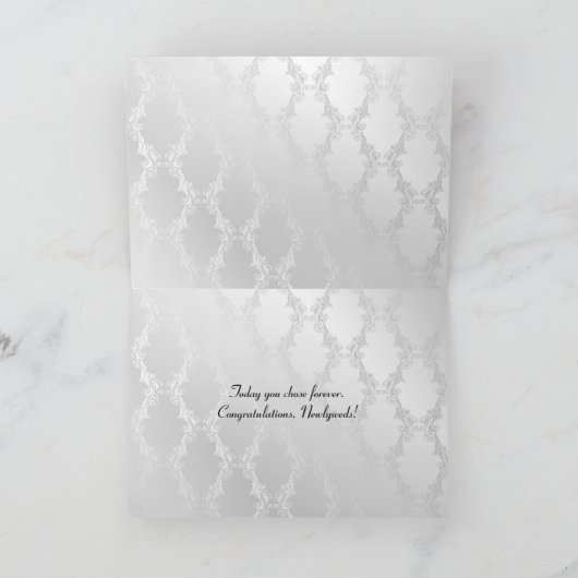 Wedding Love Leaf op Damask Kaart (Binnen)