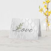Wedding Love Leaf op Damask Kaart (Gele Bloem)
