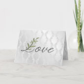 Wedding Love Leaf op Damask Kaart (Voorkant)
