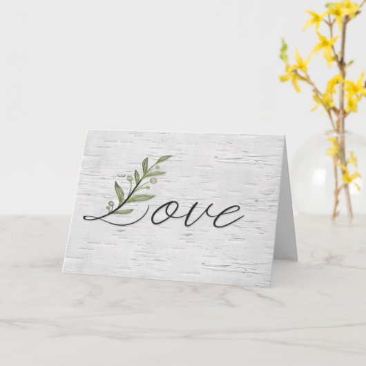 Wedding Love Leaf over Birch Kaart (Gele Bloem)