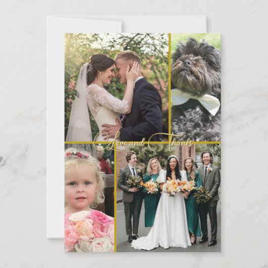 Wedding Love n Thanks Photo Collage Message Bedankkaart (Voorkant)