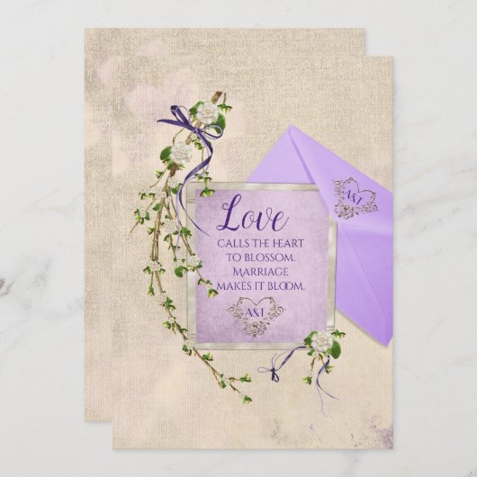 Wedding Love Quote met Floral Branch Kaart (Voorkant / Achterkant)