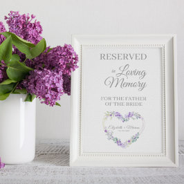 Wedding Loving Memory Reserved Seat Floral Heart Poster