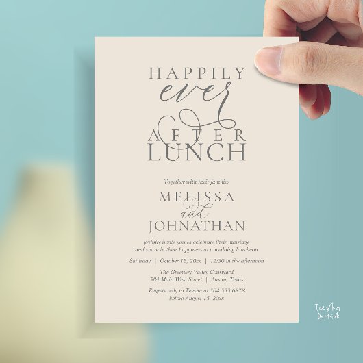 Wedding Lunch Invites, Elegant Happily Ever After Kaart