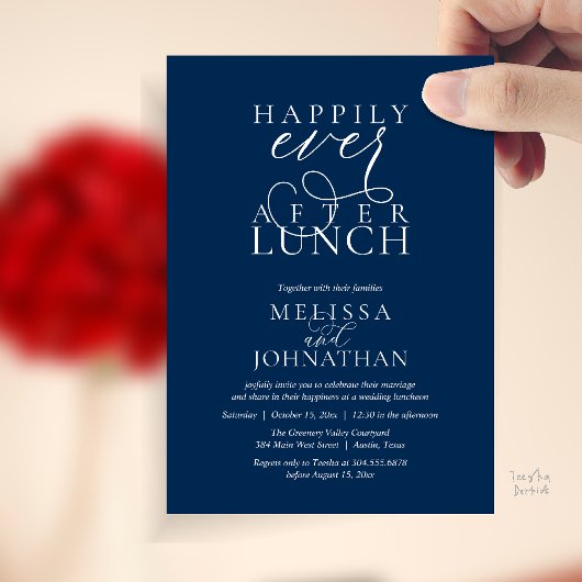 Wedding Lunch Invites, Elegant Happily Ever After Kaart