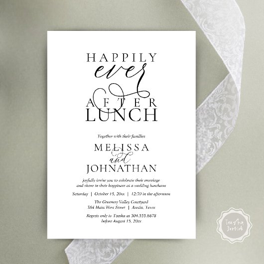 Wedding Lunch Invites, Elegant Happily Ever After Kaart
