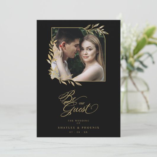 Wedding Luxury Golden Branches Frame Chic Photo (Staand voorkant)