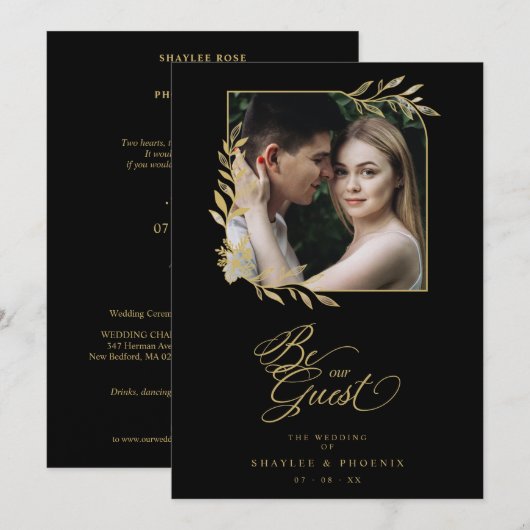 Wedding Luxury Golden Branches Frame Chic Photo (Voorkant / Achterkant)