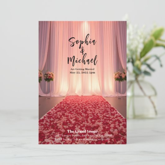 Wedding Magazine Hoesje Roos Petals Kaart (Staand voorkant)