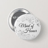 Wedding Maid of Honor Silver Curls Ronde Button 5,7 Cm (Voorkant /achterkant)