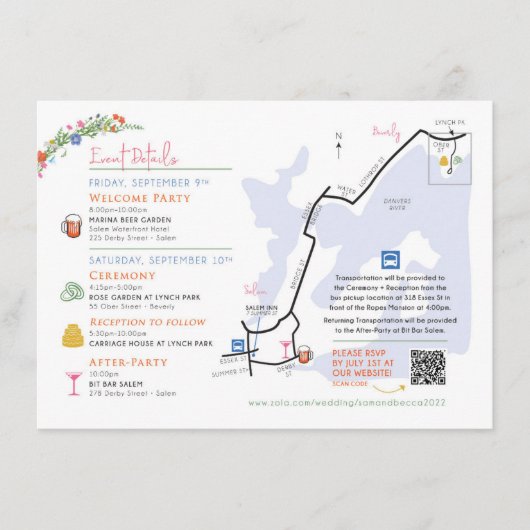 Wedding Map Enclosure Card - Custom Design Rebecca Informatiekaartje (Voorkant)