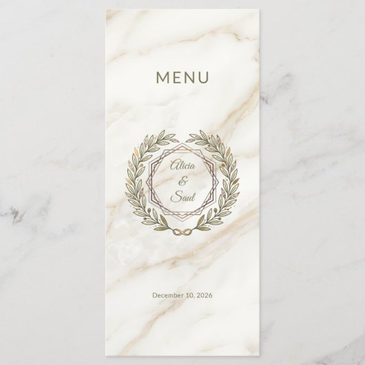 Wedding Marble and Laurel / Boda Mármol y Laurel Menu (Voorkant)