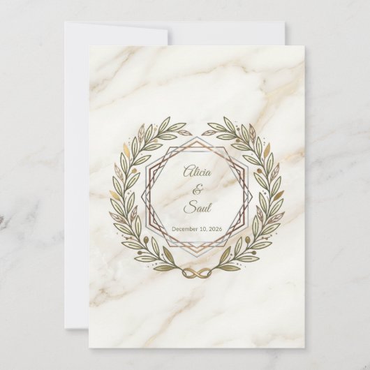 Wedding Marble and Laurel / Boda Mármol y Laurel Save The Date (Voorkant)
