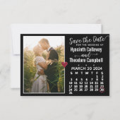 Wedding March 2024 Calendar Custom Photo Black Save The Date (Voorkant)