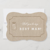 Wedding Mason Jar Linen Canvas BEST MAN Invite Kaart (Voorkant)