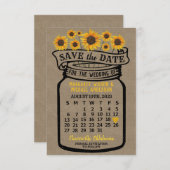 Wedding Mason Jar Sunflower Agenda augustus 2023 Save The Date (Voorkant / Achterkant)