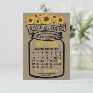 Wedding Mason Jar Sunflower Agenda november 2023 Save The Date