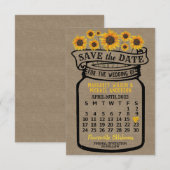Wedding Mason Jar Sunflower April 2022 Kalender Save The Date (Voorkant / Achterkant)