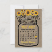 Wedding Mason Jar Sunflower - Kalender februari 20 Save The Date (Voorkant)