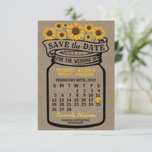 Wedding Mason Jar Sunflower - Kalender februari 20 Save The Date