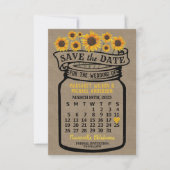 Wedding Mason Jar Sunflower Kalender maart 2023 Save The Date (Voorkant)