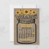 Wedding Mason Jar Sunflower May 2023 Calendar Save The Date (Voorkant)