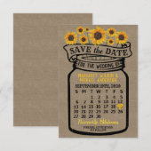 Wedding Mason Jar Sunflower september 2020 maand Save The Date (Voorkant / Achterkant)