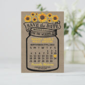 Wedding Mason Jar Sunflower september 2022 maand Save The Date (Staand voorkant)