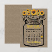 Wedding Mason Jar Sunflower september 2022 maand Save The Date (Voorkant / Achterkant)