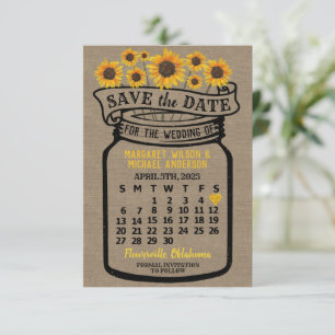 Wedding Mason Jar Zonnebloemen April 2025 Kalender Save The Date