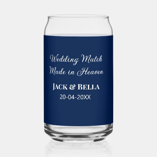 Wedding Match made in heaven bruiloft gunsten blau Blikvorm Glas (Voorkant)