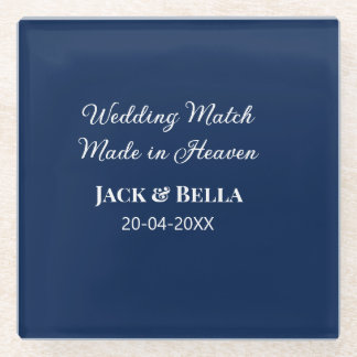 Wedding Match made in heaven bruiloft gunsten blau Glazen Onderzetter
